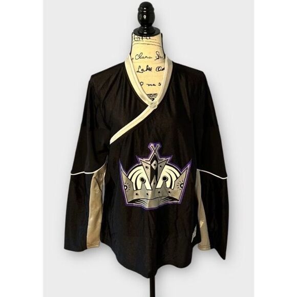 Reebok Women's Size XL Black LA Kings Long Sleeve Hockey Jersey Top - Picture 1 of 9